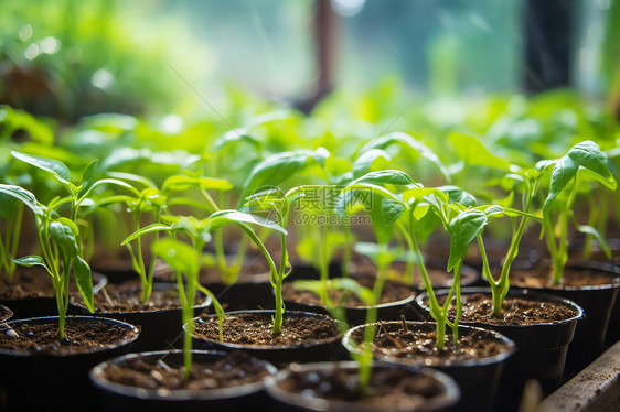 绿油油的植物在庭院里茁壮成长图片