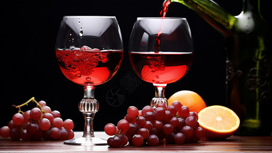 两杯葡萄酒图片