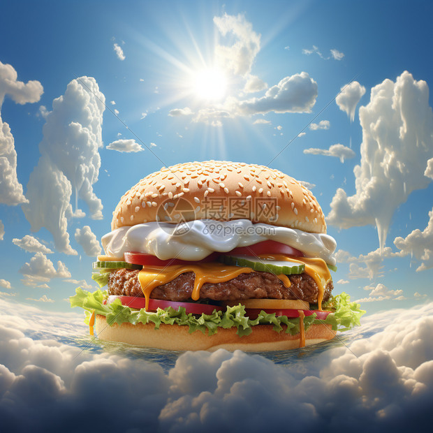 白云上的汉堡图片