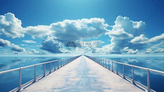晴空下的跨海大桥图片