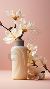 乳液瓶子上的玉兰花图片