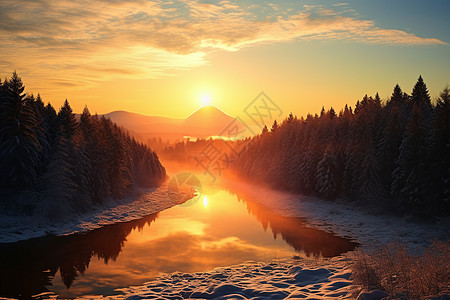 森林冬日景色图片