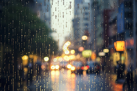 雨中繁忙的城市夜景图片