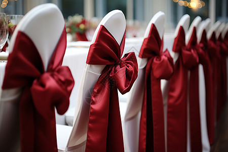 红色丝带装饰的宴会图片