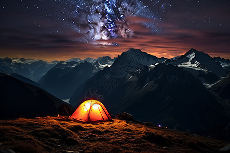 夜晚星空下的帐篷图片
