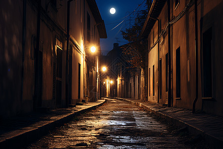 夜晚老城区的街道图片