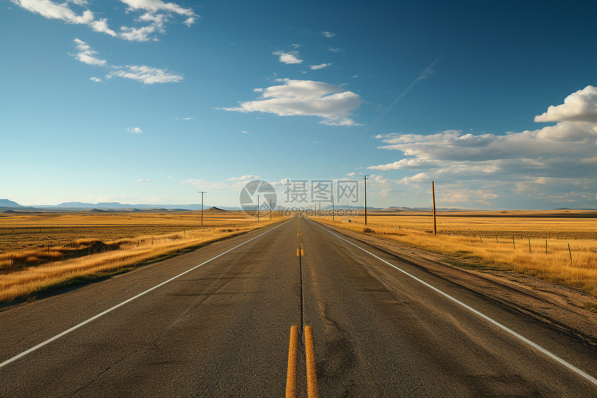 大路通天的荒野交通公路图片