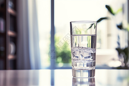 透明玻璃杯中的矿泉水图片