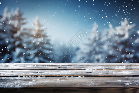 冬季落满雪花的桌面图片