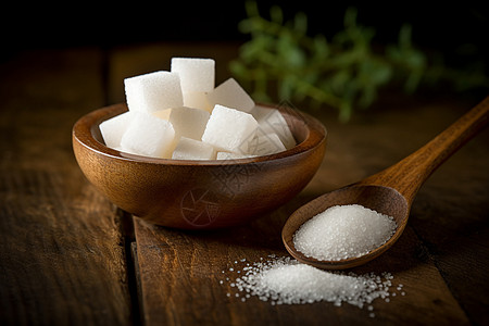 木碗中的甘蔗方糖图片