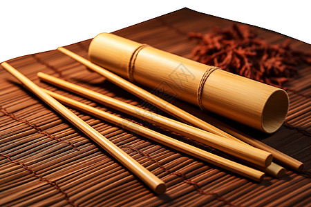 日式料理的竹质工具背景图片