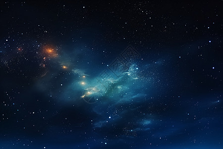 远方的星星点缀着明亮的蓝光背景图片