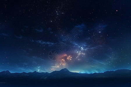 星空下的山脉景色图片