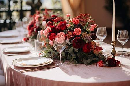桌面上浪漫的花束图片
