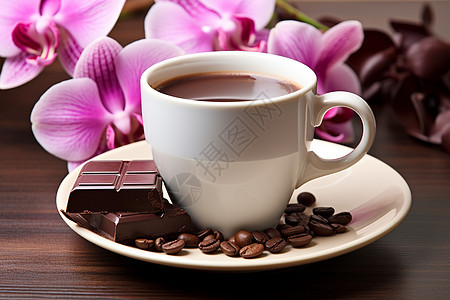 可口的咖啡和巧克力图片