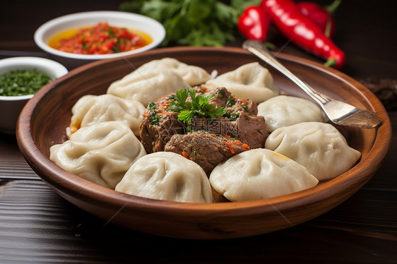 美味的食物肉饺图片