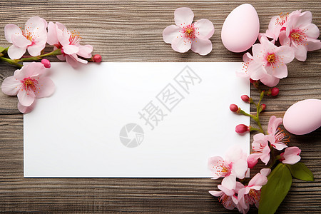 名片纸张木桌上的花朵和纸张背景
