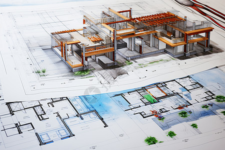 别墅建筑的模型背景图片