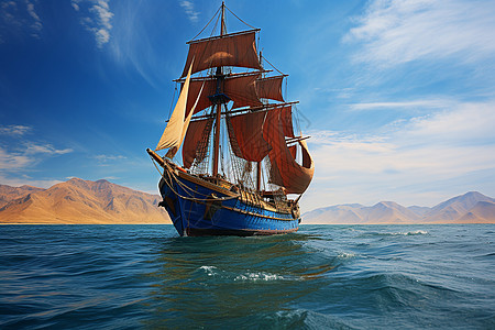 航行的大帆船高清图片