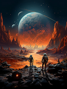 火星探索的宇航员背景图片