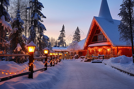 冬季的木屋建筑图片