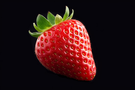 黑色背景上的草莓水果图片