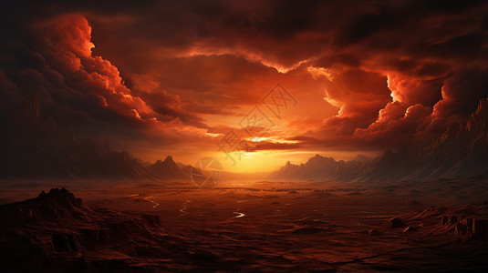 日落时的全景背景图片