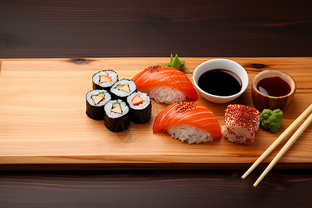 美味的日式寿司料理背景图片