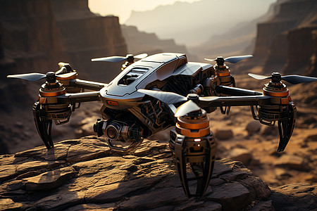 峡谷中的无人机背景图片