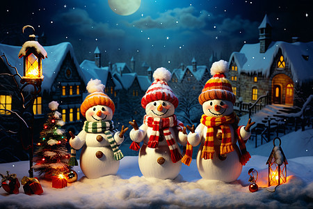 冬夜的圣诞村庄图片