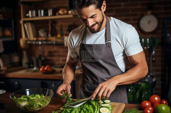 健康饮食的外国男子图片