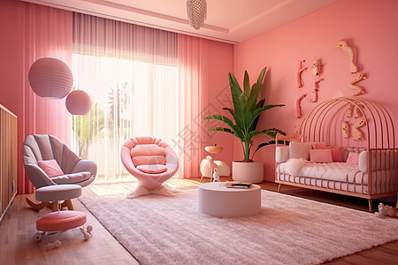 时尚的粉色客厅图片
