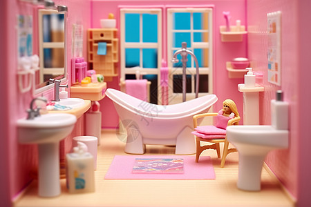 粉色芭比娃娃的梦幻洗手间图片