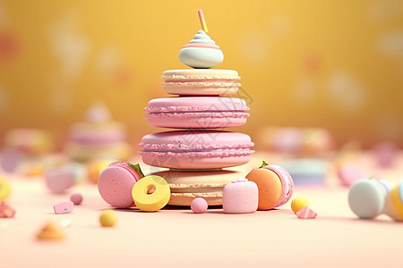 马卡龙甜点的创意食品图片