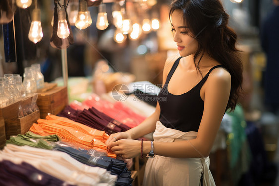 夜市摊位上的商品图片