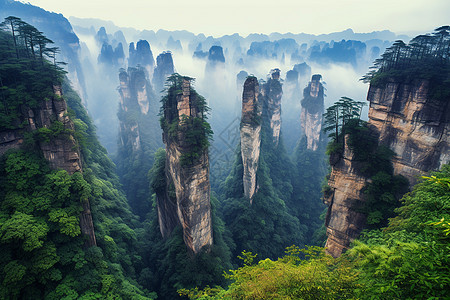 泰山之巅仙境之巅的张家界景观背景