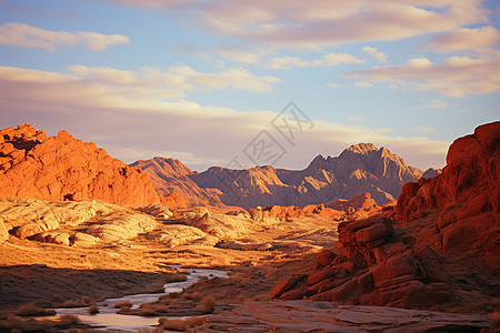 沙漠黄昏静谧的戈壁沙漠景观背景