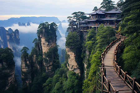 山顶建筑悬崖山顶的传统建筑背景