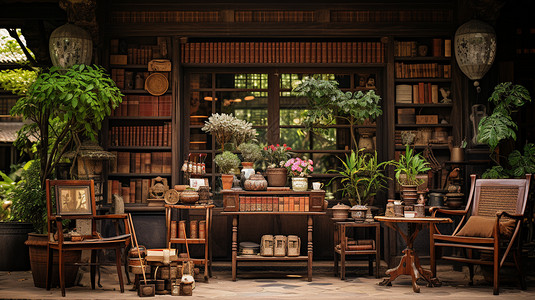 古典精致的木质书房图片