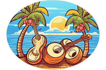 海滩上的椰树派对背景图片