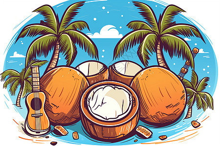 椰子海滩乐园背景图片