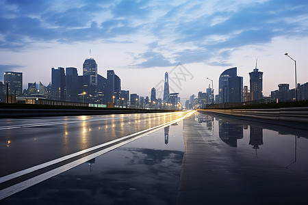 金华夜景和平的城市道路背景