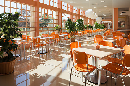 橙色调的餐厅背景图片