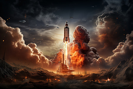 踏上宇宙征程的火箭图片