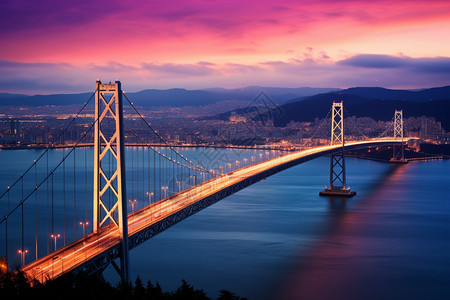 连接海峡两岸的桥高清图片