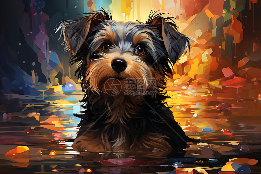 水彩世界的狗狗图片