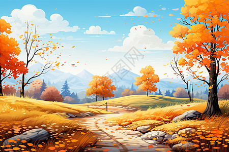 秋天的乡村枫树图片
