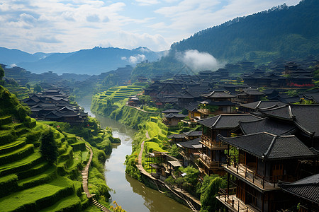 集成房屋贵州乡村背景