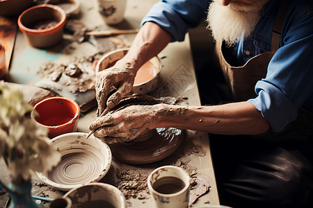 制作陶瓷品的男人图片