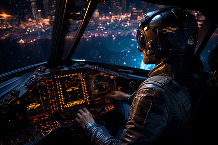 座舱星际飞行员夜空中的钢铁之鹰设计图片